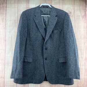 J Press Mens Tweed Blazer Jacket Wool Mohair Cashmere Herringbone Made in Canada